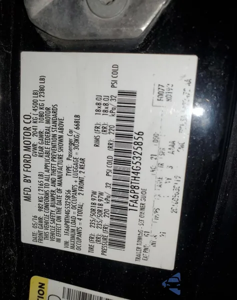 2016 Ford Mustang from USA, damaged, VIN 1FA6P8TH4G5325856